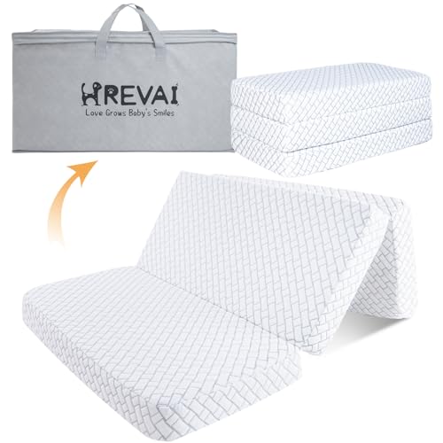 Image of Pack N Play Mattress,High Density Soft&Foam Memory Foam Trifold Pack and Play Mattresses,Portable with Removable Cover,Travel Bag