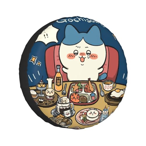 タイヤカバー ちいかわ ハチワレ スペアタイヤカバー おしゃれ タイヤ収納 防塵 防水 防紫外線 日焼け止 汚れ防止 劣化対策 タイヤバッグ 持ち運び便利 取付簡単 カー用品 14〜17インチ 屋外 軽自動車 普通車 汎用 15インチ:直径70-75cm