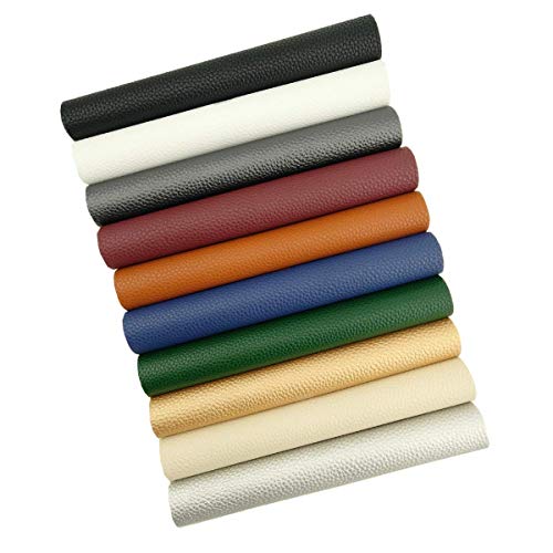 AOUXSEEM 10 Pcs A4 Size Faux Leather Sheets for Earrings Bows Jewelry Making 8x12 inches, PU Solid Color Fabric