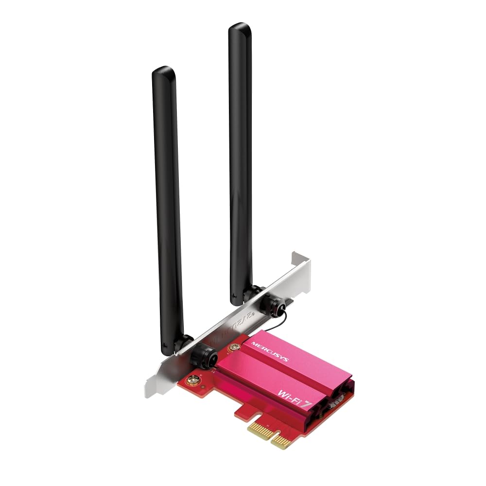 Mercusys MA37BE PCIe Adaptador BE6500Mbps Wi-Fi 7 Bluetooth 5.4, WPA3, MU-MIMO, OFDMA, Tarjeta WiFi PC Fija, Velocidad Tri-Band, Cobertura más Amplia, Compatible con Windows 11