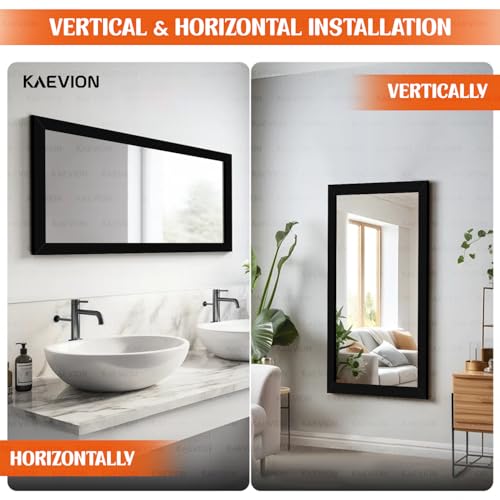 Image of Wall Hanging 3ft White Waterproof PVC Framed | Home Decor Wall Mounted Mirror for Bedroom Living Room Vanity Farmhouse | Wash Room Glass for Makup