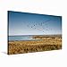 Produktbild Premium Textil-Leinwand 75 x 50 cm Quer-Format Kranichflug über Boddenlandschaft bei Zingst | Wandbild, HD-Bild auf Keilrahmen, Fertigbild auf hochwertigem Vlies, Leinwanddruck von Dieter Gödecke
