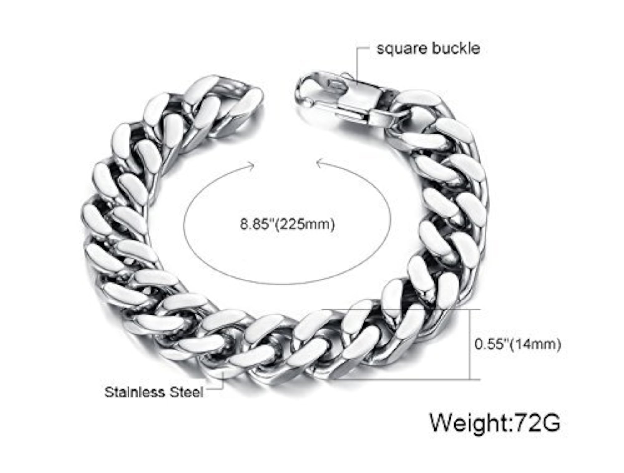 Bold Style Cuban Chain Stainless Steel Bracelet for Men
