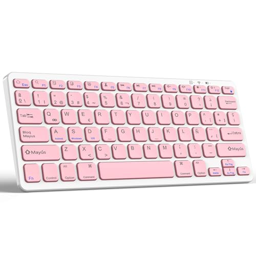 TQQ Teclado iPad, Teclado Español Ñ Bluetooth Recargable, para Tablet, iPad, iPad Air, iPad Pro, iPad Mini, iOS, Android y Windows