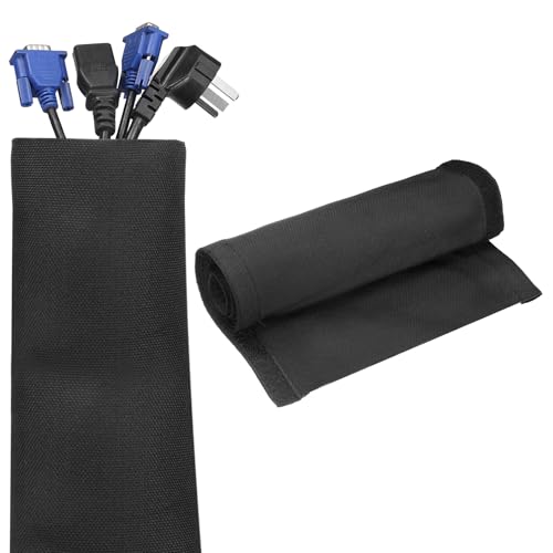 QUARKZMAN Funda de Gestión de Cables de Gancho Y Bucle, 3.3 Pies X 3.2 Pulgadas Envoltura Flexible de Cable Cubre Ocultador de Cables, Organizador de Cables Y Protector de Cabless, Negro