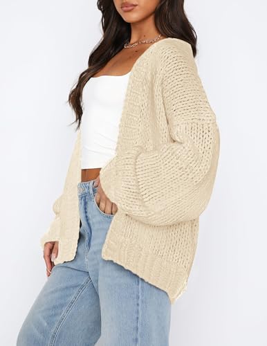 PRETTYGARDEN Cardigan Sweaters for Women Trendy Fall Fashion 2025 Long Sleeve Chunky Knit Cardigans Winter Clothing Outfits