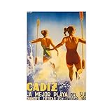 BIRART La Mejor Playa del Sur, Cádiz, España, Póster de viaje vintage, póster de lienzo para decoración de pared, cuadros de 60 x 90 cm