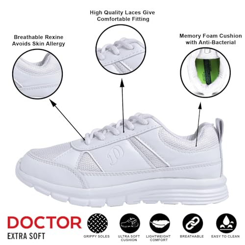 Image of DOCTOR EXTRA SOFT Lightweight EVA Unisex-Child /Kids /Adults Black & White School Uniform Shoe with Memory Foam Cushion & Laces| Sports,Formal,Casual,Running|Comfortable | Durable & Anti-Skid D-3006