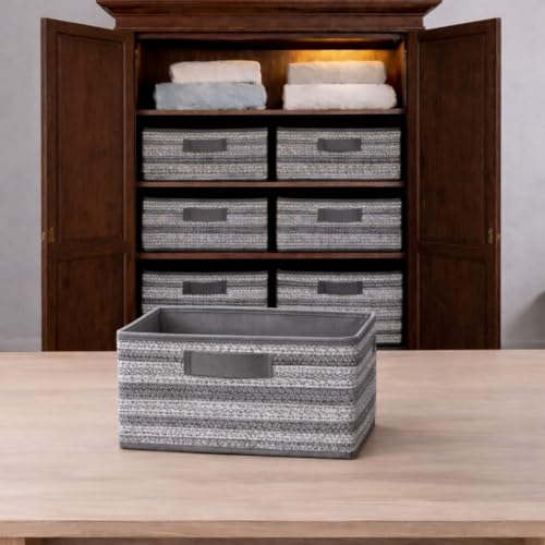 Image of DALUCI Foldable Wardrobe Organizer Storage Box (Pack of 6, Grey) | Premium Clothes Storage Basket for Wardrobe & Closet | Strong Non-Woven Foldable Boxes for Storage | Space Saving Cloth Organizer