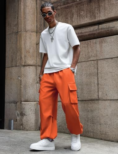 ZAFUL Mens Parachute Pants Flat Pocket Y2K Casual Pants Baggy Cargo Pants - 1
