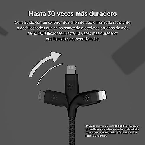 Cable Lightning Belkin BoostCharge Pro Flex de 1m trenzado negro para carga de iPhone y iPad 3