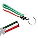 Xotic Tech Italian Flag Theme Stripe 3-Color Nylon Band Strap Keychain w/Inner Leather Key Fob Chain Ring Compatible With Alfa Romeo or Fiat or Ferrari or Maserati or Lamborghini etc