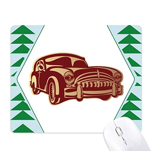 Tapis de souris voiture de collection anti-dérapant en caoutchouc rouge et pin vert