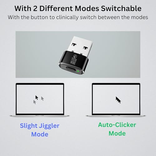 Image of USB Mouse Jiggler & Auto Clicker- Undetectable Cursor Shaker & Vibration Device- Plug & Play, Moves Arrow Automatically- Long Press On /Off, Short Press to Switch Modes- 1 Click /Sec in Autoclicker Mode