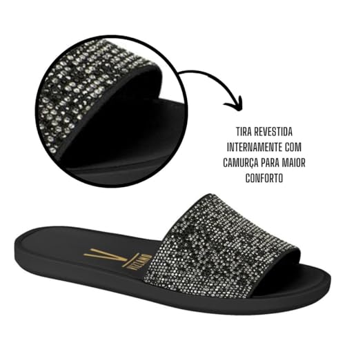 Rasteira Slide Strass Vizzano - 6363.120 (35, Preto)