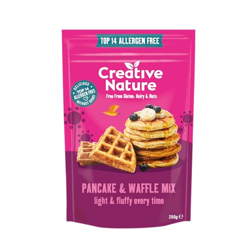 Creative Nature Gluten Free Pancake & Waffle Mix | Vegan & Free from | Gluten Free Nut Free Dairy Free & 100% Allergen Free | 266g