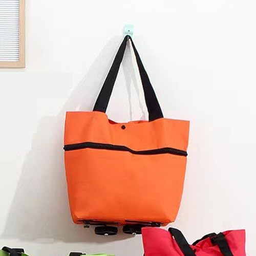Fiocias Sacola de compras com rodinhas, com rodas, bolsa de armazenamento para viagem, dupla finalid
