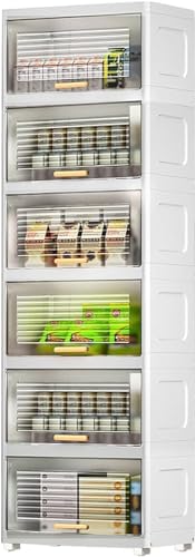 Carrito de almacenamiento estrecho con ruedas, organizador de gran capacidad con puertas y ruedas, solución que ahorra espacio para cocina, sala de estar, dormitorio, hogar y oficina