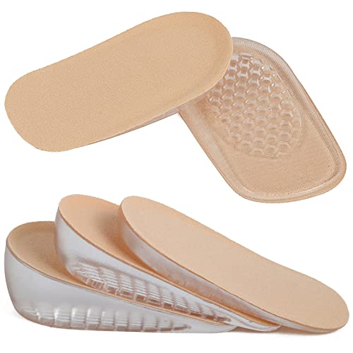 Olukssck 1 paar gel hoogte schoeninlegzolen, onzichtbare inlegzolen, hielverhoging, elastische schokabsorptie hielkussen, 3 hoogtes voor mannen en vrouwen (L voor mannen, hoogte: 1 cm, kaki)