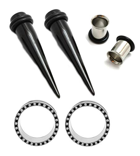 8 Pair Assortment Mix of Ear Plugs Tapers Spirals Tunnels Acrylic Steel Organic Gauges Sizes 8g-5/82