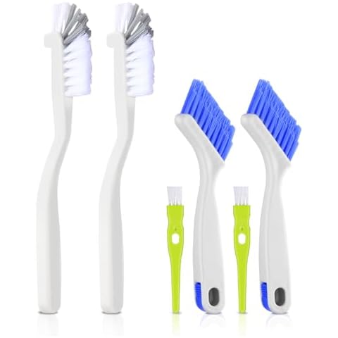 iFlyMars 6 Piece Cleaning Dish Scrub Brush Kitchen Sink Bathroom Brushes, 90°Angle Brush Deep Clean, for Household Pot Pan Dishwasher Edge Corners Grout Deep Cleaning (Silvery White) Cover