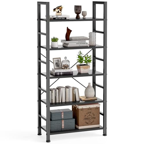 DUMOS 5 Tiers Bookshelf, Classical Book Shelf, Tall Display Shelves in...