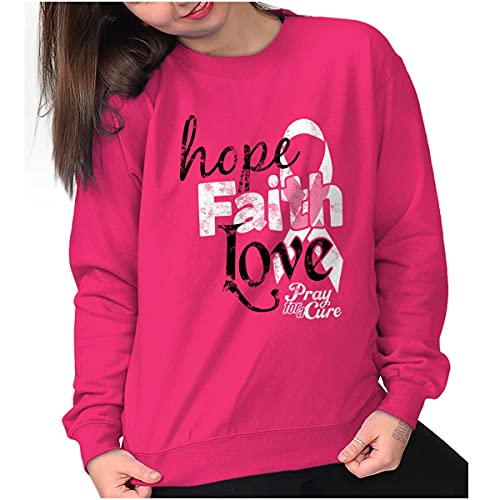 Hope Faith Love Breast Cancer Support Women Crewneck Sweatshirt