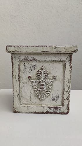 Wunderschöner Blumen-Übertopf mediterranes Design für ausen Keramik 15,5x15x15cm Gartendeko Blumentopf