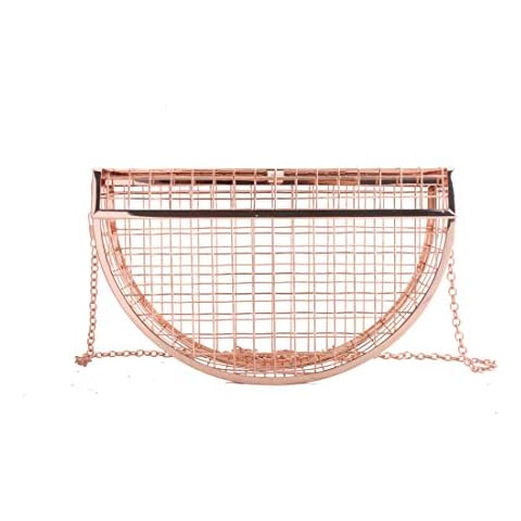LETODE Women's Personality Semicircular Geometric Cage Bag Evening Bag Shoulder Bag Metal Clutch Cross-body (ROSE GOLD) Cover