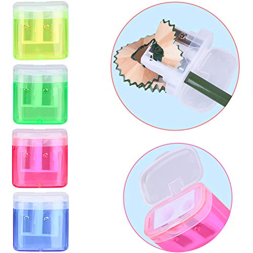 Ancefine 24 Pack Dual Hole Pencil Sharpener Manual Pencil Sharpeners With Lid For School Home Office Use #TOP2