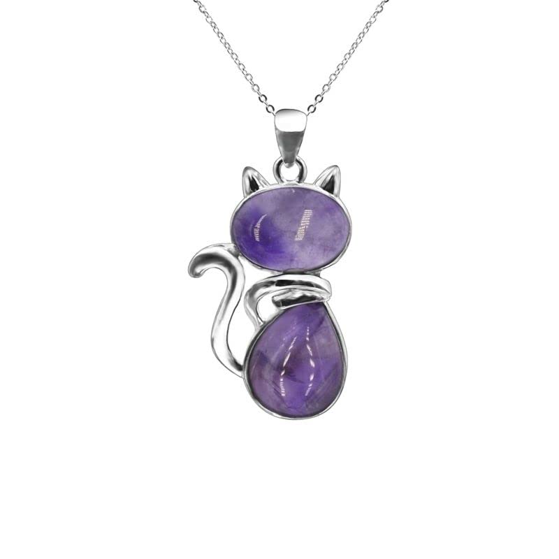 Natural Amethyst Crystal Cat Shaped Pendant For men And Women-image-9