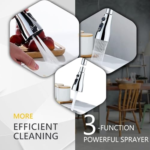Image of KESI Kitchen Faucet Head Replacement, Kitchen Sink Faucet Parts, Pull Down Faucet Sprayer Head Nozzle, Stream Spray and Pause Mode Can Rotate 360with 3 Modes(Faucet with Nozzle)