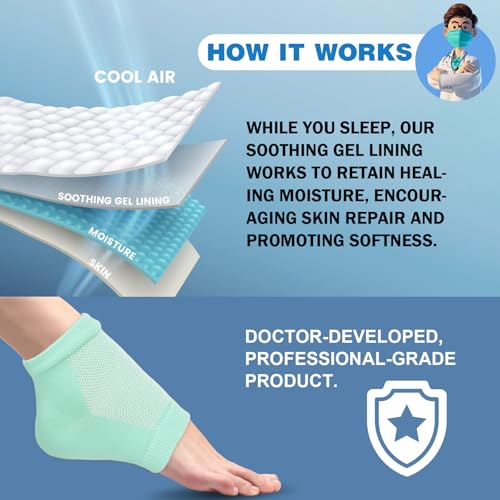 Image of TEAWOO 6 Pairs Green Moisturizing Heel Socks for Cracked Heel Treatment