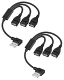 YANBORONSN Right Angle USB Splitter 3 Port USB 2.0 Hub(0.3M,2 Pack)