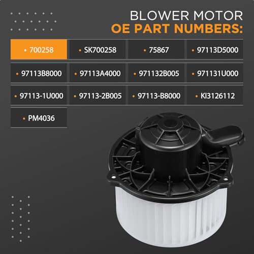 Image of HVAC Blower Motor 700258 Compatible with Hyundai Compatible with Kia, Heater Blower AC Fan for Elantra Santa Fe Sport, Cadenza Optima Sedona, 75867 97113B8000 PM4036 Blower Motor Assembly