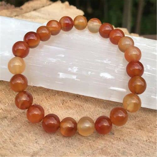 Image of Pachamama Essentials Natural Gemstone Bracelet 7-7.5 In Stretch Gems Stones 8mm Round - Beads Healing Crystals Quartz - Chakra Bracelet (Carnelian)