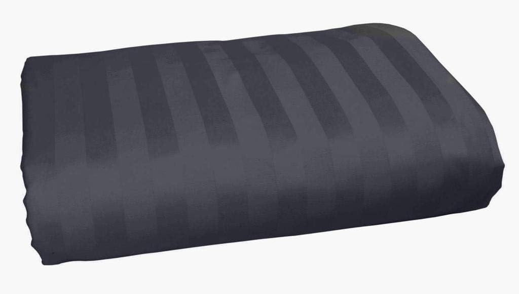 Luxury Full (81x96) Flat Sheet, Soft 600-TC Giza Cotton, Soft & Breathable Bed Sheets, Top Sheet, Full Flat Sheet Only (Stripe, Black)