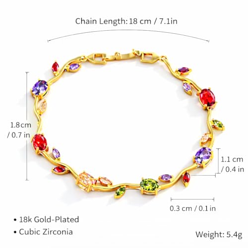 Image of Trendy Tulip Bracelet for Women | Gold Plated Pink Crystal Floral Bracelet | Elegant Minimalist Jewelry | Adjustable Chain Bracelet Gift for Girls Women | Stylish Party Daily Wear Accessory