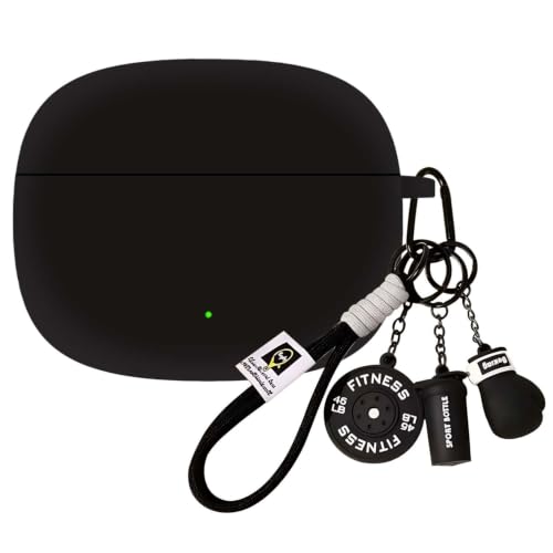 Image of Soft Silicone Case Cover for OnePlus Nord Buds 4 Pro with Gym Boxing Keychain (Black)
