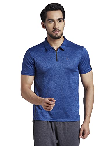 Image of Parx Men's Pure Polyester Solid Pattern Regular Fit Polo Neck Half Sleeve Casual T-Shirt