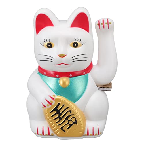 Zunate Lucky Fortune Cat Battery Powered, Japanese Lucky Cat Waving Cat, Chinese Feng Shui Lucky Beckoning Wealth Cat, for Shops, Restaurants, Living Room and Home Decoration (0255C)
