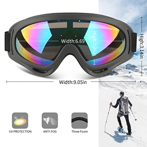 Image of COOLOO Ski Goggles, 2 Pack Snow Goggles Snowboard Goggles for Men Women Kids - UV Protection Foam Anti-Scratch Dustproof