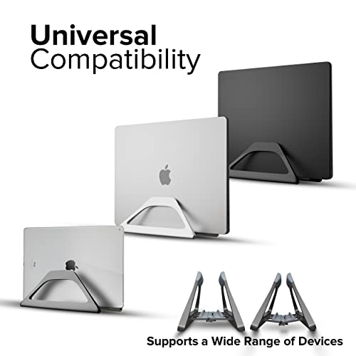 Elestoria Vertical Laptop Stand Holder- Adjustable Laptop Holder Vertical Fits All Macbook, Chromebook & Gaming Laptops - Grey #TOP5