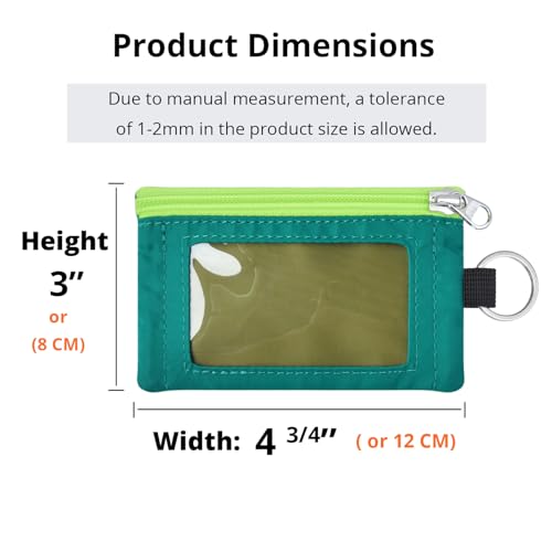 Image of RFID Blocking Travel Wallet with Adjustable Lanyard, Small Nylon Zipper Pouch and Badge Holder for ID, Credit Cards, Cash, Keys, Commuters (OliveGreen+Turquoise)