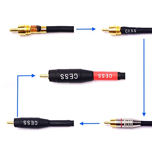 Image of CNCESS CESS-075-1f Heavy Duty Waterproof Phono RCA Male to Male Patch Cable (1 FT)