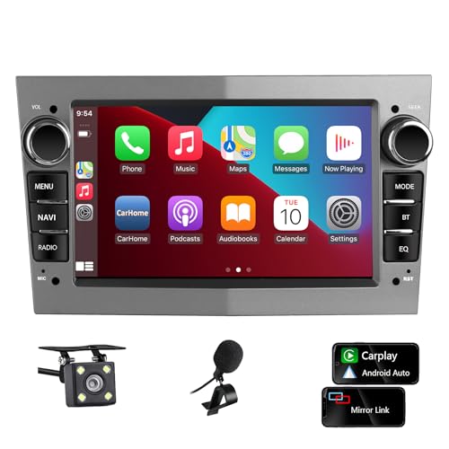 Autoradio 2 DIN per Opel Corsa d/Astra h/Zafira b/Meriva/Vivaro Bluetooth Stereo Car con Wireless Carplay Android Auto Schermo da 7 pollici Mirror Link (silver)