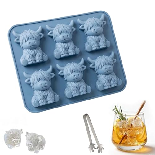 Molde para cubos de hielo 3D vaca Highland miniatura 1