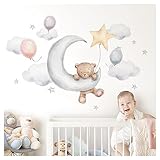 ✅ LIEFERINHALT - Das selbstklebende Wandtattoo Bär mit Mond, das Ansichtsbild entspricht 77 x 48 cm und der Teddy mit Mond hat eine Größe von 31 x 37 cm (Breite x Höhe). Wir liefern dir eine moderne Wanddeko in Premium Qualität für das besondere Wohlfühlerlebnis in deinem Zuhause.