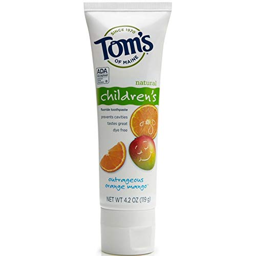 Tom's of Maine Children's Natural Fluoride Toothpaste, Outrageous Orange Mango 4.2 oz (Pack of 5)