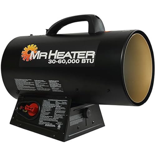 Mr. Heater MH60QFAV 60,000 BTU Portable Propane Forced Air Heater, 19.75 x 11.50 inches, black